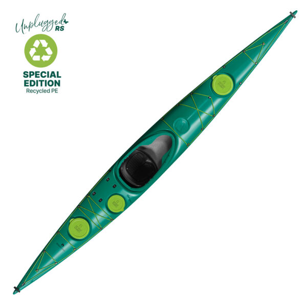 designkayaks unplugged recycled sustainable model sea kayak top view color racing green